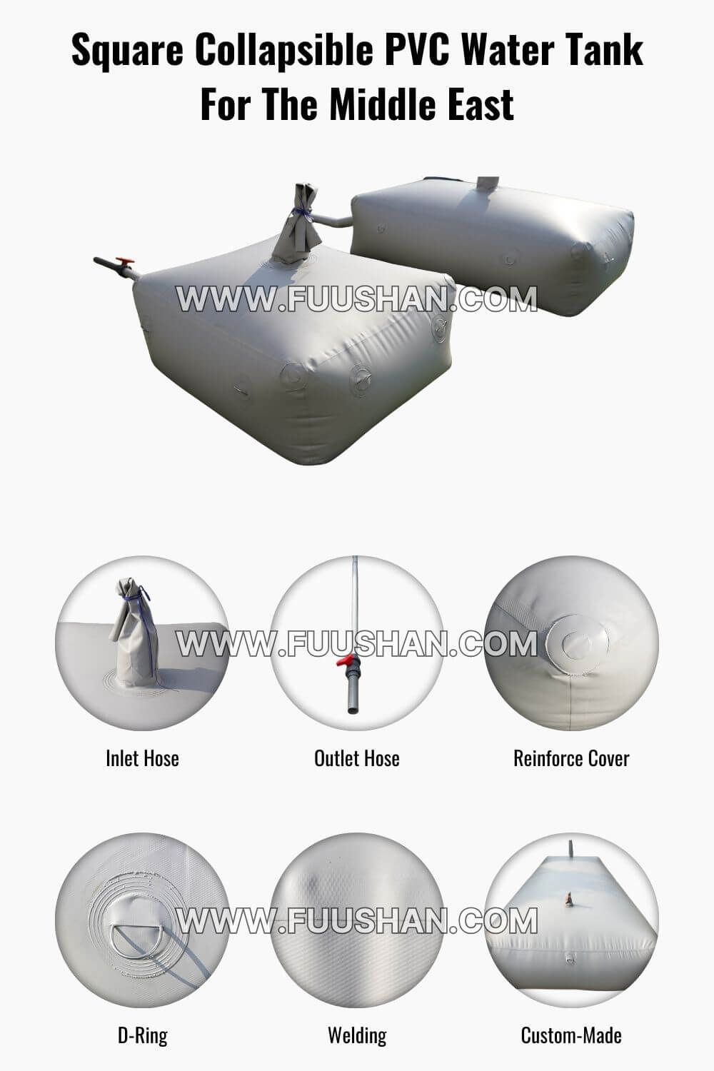 square collapsible pvc water tank for the middle east detail