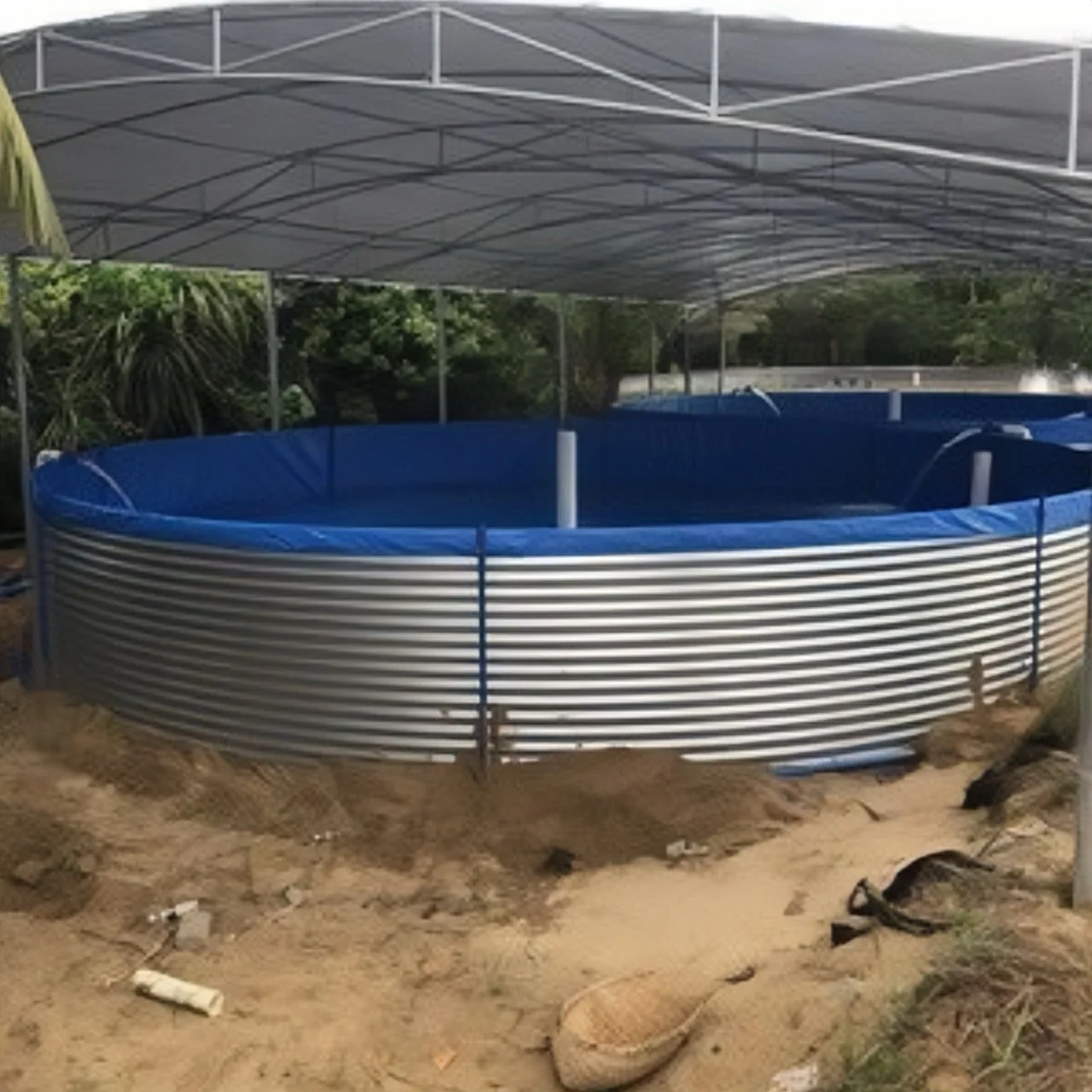 Custom galvanized frame fish farming tank with PVC liner