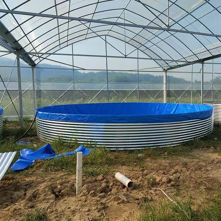 Galvanized sheet fish farming tank with flexible PVC liner